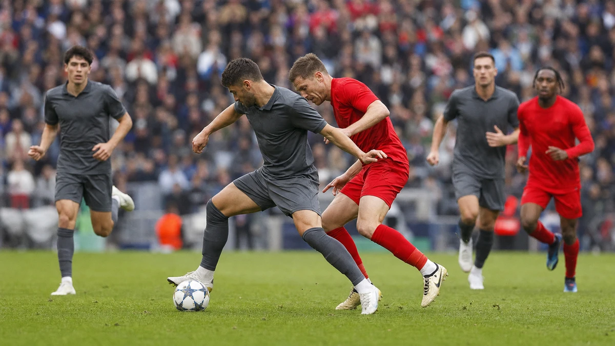 Pelitilanne Champions League-jalkapallo-ottelusta.